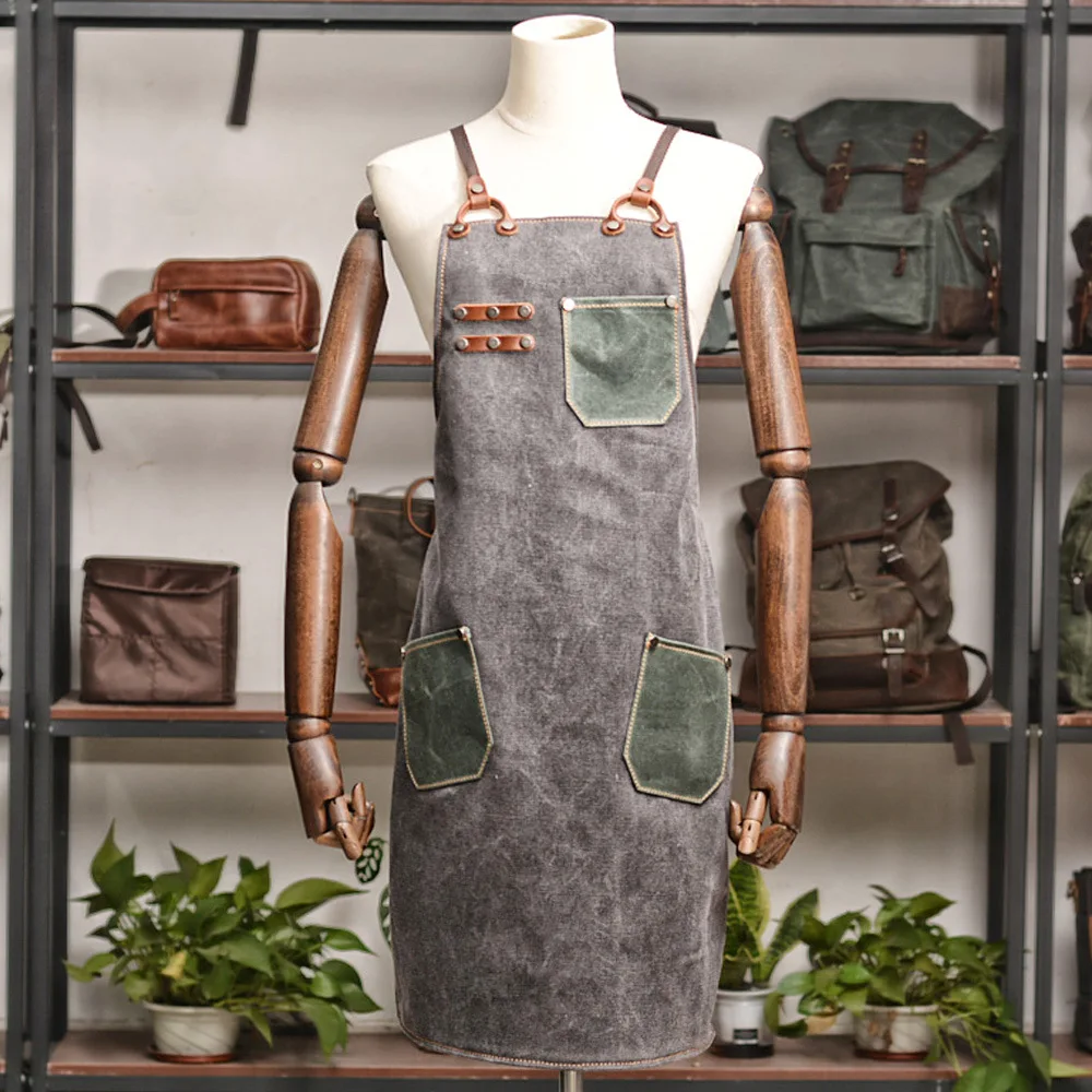 

New Work Apron Coffee Shop Restaurant Craftsman Canvas Apron Outdoors Hunting Clothes Drawing Barber Painter Tooling Apron