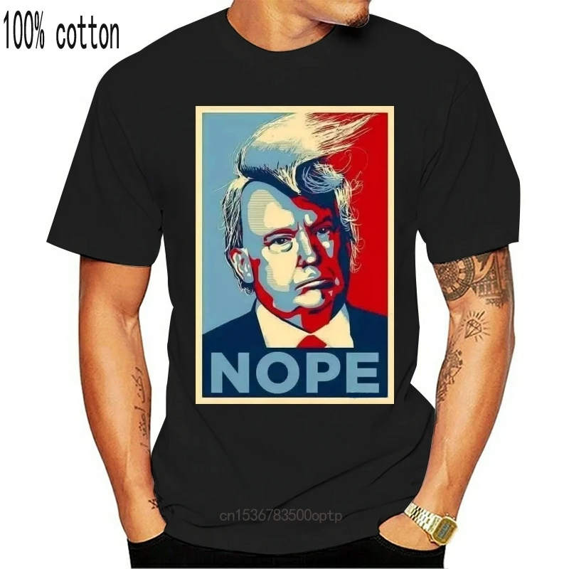 

Новая футболка Nope Трампа-США, забавная Рождественская северокорейская-взрослые и детские Размеры-черная футболка из 100% хлопка с коротким р...