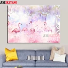 Алмазная вышивка сделай сам, квадратные круглые алмазы, картина с изображением фламинго и цветов, Набор для вышивки крестом, мозаика Y4431