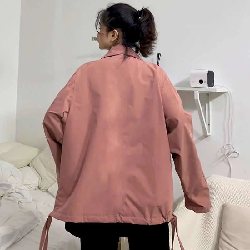 

All-match Jacket Shirt Female New Autumn female Student Korean version Loose ins tide Solid color Coat
