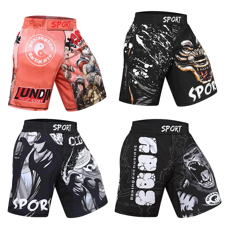 Men's Boxing Pants Printing MMA Shorts kickboxing Fight Grappling Short Tiger Muay Thai boxing shorts clothing sanda cheap mma