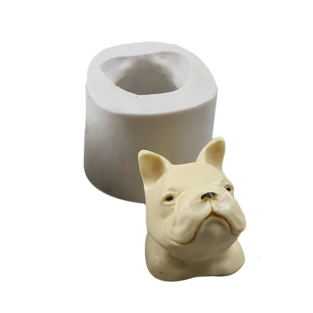 Geometric Lion Wolf Shape Silicone Mold Animals Aroma Plaster Gypsum Mould For Car Decoration DIY Clay Crafts Molds - Цвет: bulldog