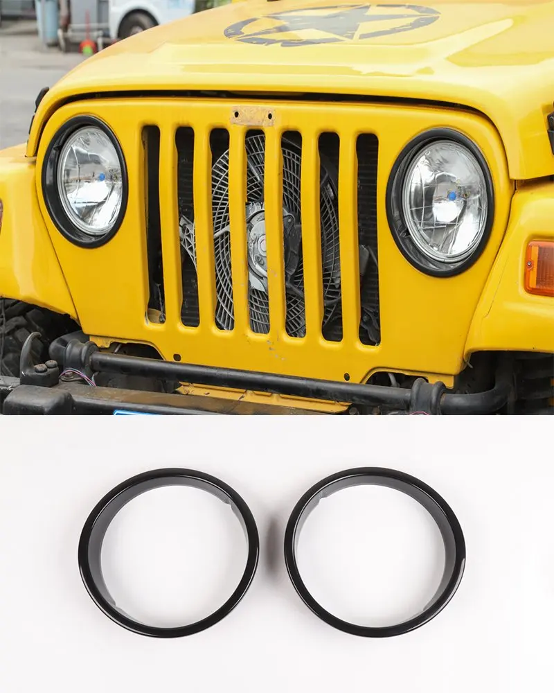 Черный цвет вид спереди головной светильник лампа кольцо крышки отделка ForJee Wrangler