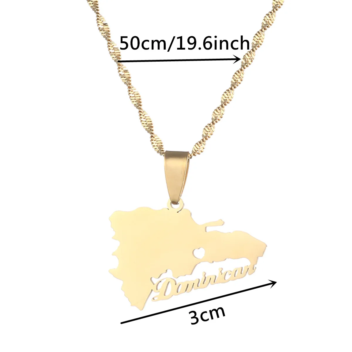 Женское колье из нержавеющей стали с подвеской в виде карты Доминиканской