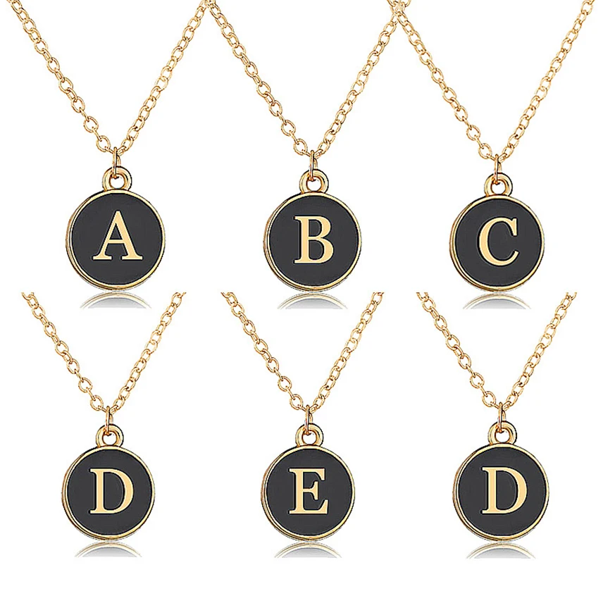 

Letter Necklace Women Man A-Z Initial Alphabet Choker Round Charm Chain Jewelry Stylish Chocker Stainless Steel Jewelry Gifts