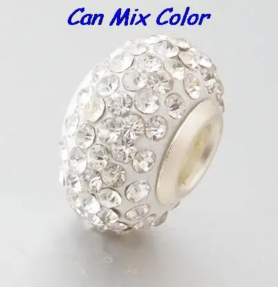 

Самая низкая цена, Новое поступление, ожерелье 14 мм x 10 мм, посеребренные основные большая дыра, Европейские Бусины, полимерные браслеты, бус...