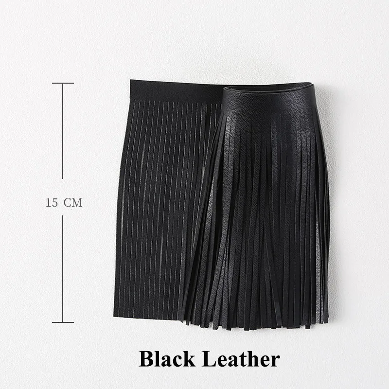 black leather Meetee 2 метра 15 см кожа замша кисточкой Кружева утолщаются ленты для сумки багажа одежда аксессуары ручной DIY украшения TF207 - Цвет: black leather