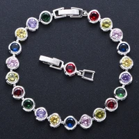 colorful zircon s925 sterling silver bracelet amethyst emerald gemstone bracelet bridal wedding party luxury jewelry