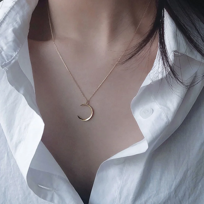 

New Arrival 2021 Fashion Sweet Moon Silver Plated Jewelry Temperament Crescent Clavicle Chain Pendant Necklaces For Women