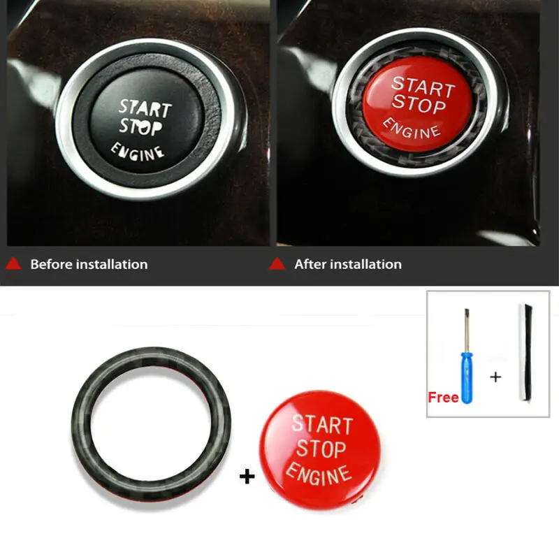 

Car Button Engine Ring Cover E92 E93 & 2*Installation Tool Real Carbon Fiber