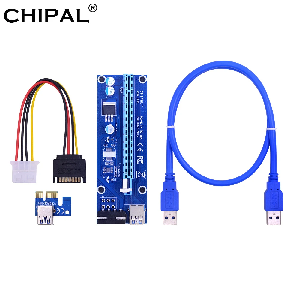 CHIPAL 6 шт. VER006S PCI Экспресс Райзер адаптер 1X к 16X расширитель преобразователь 0 м 1 USB 3