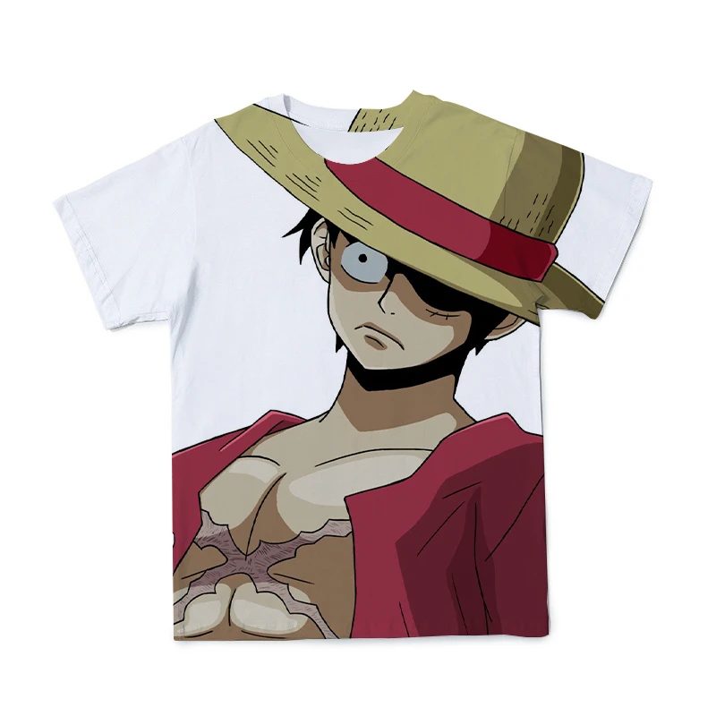 

2021 New Anime Children's T shirt Summer Men Interesting One piece Print Kid Tshirt Hip-hop Street Men's Tshirt Luffy Nami Tops