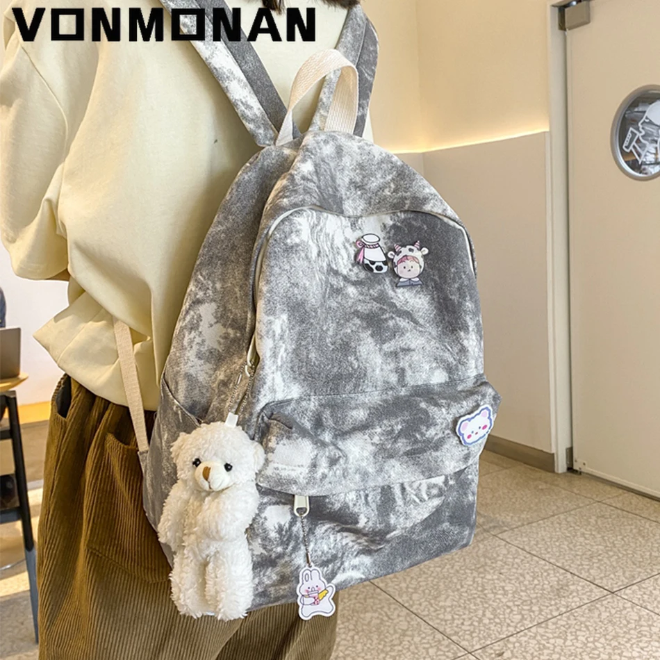 

Harajuku Women's Backpack Large Capacity Fashion Gradient Color Canvas Student School Bag for Teen Girls Travel Book Rucksack