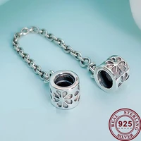 100 925 sterling silver fashion diy dazzling daisy safety chain fit pandora women bracelet necklace diy jewelry