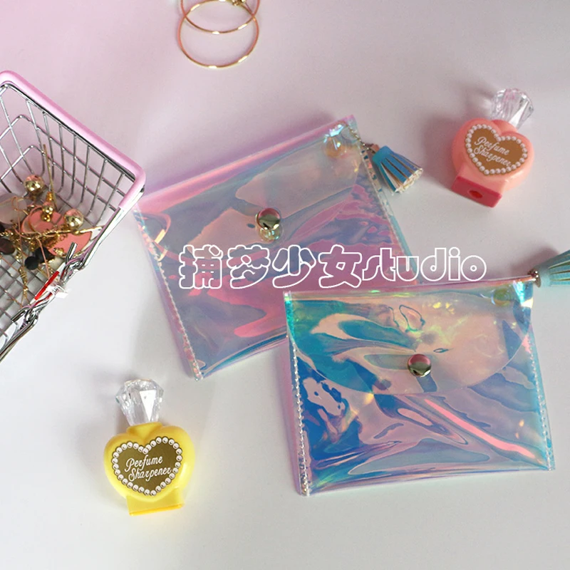 

Fashion Transparent Coin Purse Summer Laser PVC Bags Women Card Cosmetic Money Clutch Bag Waterproof Mini Wallet Girls Purses