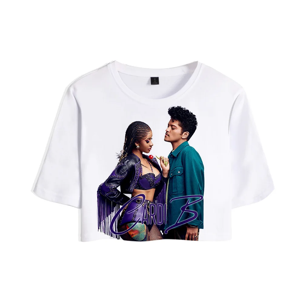 Весенне летняя новая стильная футболка с короткими рукавами и 3D принтом Rap Cardi B