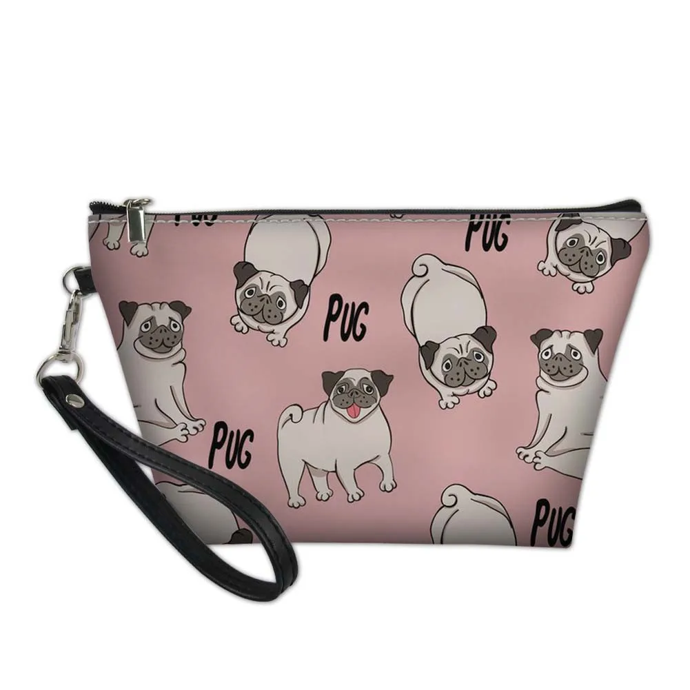 

pug Casual Women Big Make Up Case Makeup Bag 3D Print Female Travel Cosmetic Bag Fashion Pu Leather Makeup Bags