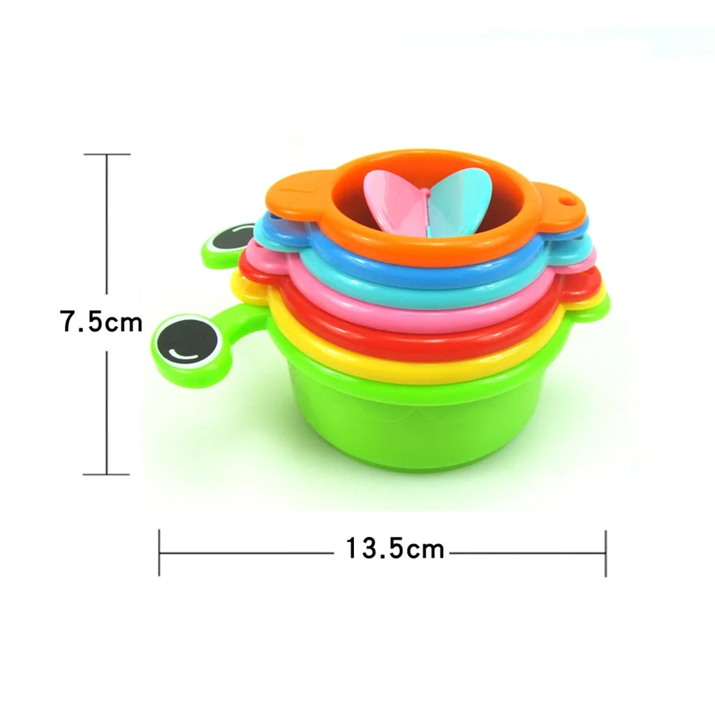 

7pcs Baby Bath Toys Funny Caterpillar Stacking Cups Animal Indoor Outdoor Beach Bathtub Game Toy For Chidren 5*