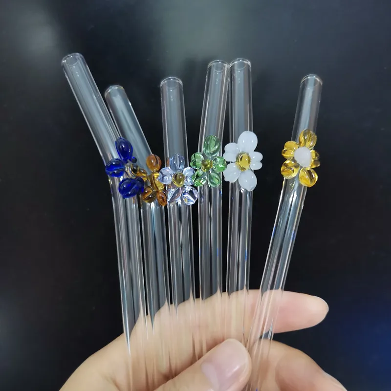1 шт. ручная работа цветок стеклянная солома Питьевая Экологичная Бытовая
