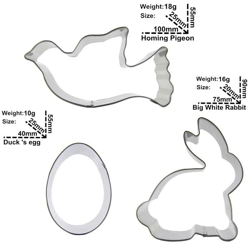 Голубь мира большой белый кролик форма яйца 3 шт формы для резки печенья