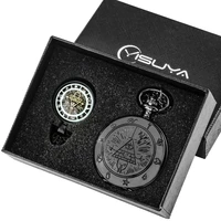 black triangle devil quartz pocket watch gift set with gravity bill cipher fall time gem necklace pendant clock gifts box set