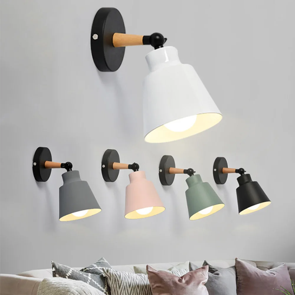 

ASCELINA Hot Nordic Style Indoor Lighting LED Wall Lamp Modern Wooden Bedroom Bracket Light Household Living Room Bathroom Lamp