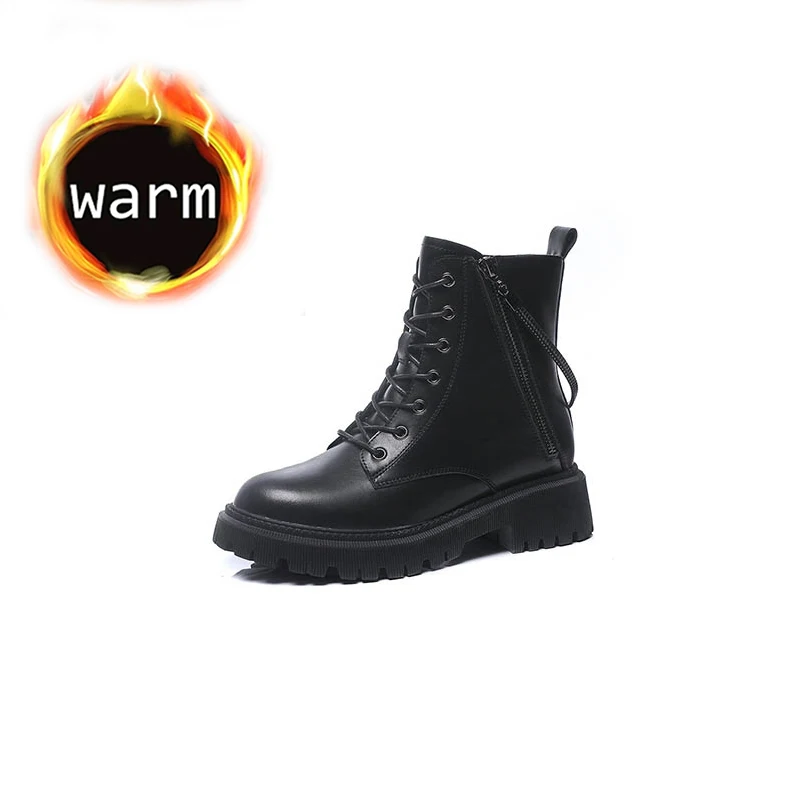 

2020 High Quality Martin Boots locomotive Mid-tube Short Boots leather Short Boots Rubber Retro Autumn and Winter Women's shoes
