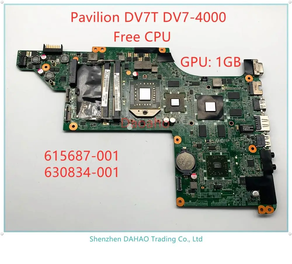 

（Free CPU） FOR HP PAVILION DV7 DV7-4000 Laptop motherboard DAOLX8MB6E1 630834-001 615687-001 mainboard with GPU:1GB 100% TEST OK