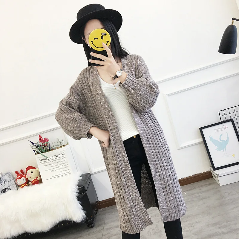 Сделать новый женский вязанный кардиган свободный большой ярдов длинные пальто