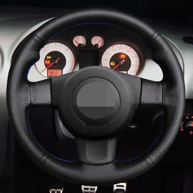 

Для Seat Leon FR | Cupra (MK2 1P) Ibiza FR (6L) 2005-2008 2009 черный из натуральной кожи прошитый вручную чехол рулевого колеса автомобиля
