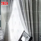 Японский Стиль полотно, занавески для Гостиная однотонные жаккардовый клетчатый прозрачный Экран короткие Кухня ткань Панель