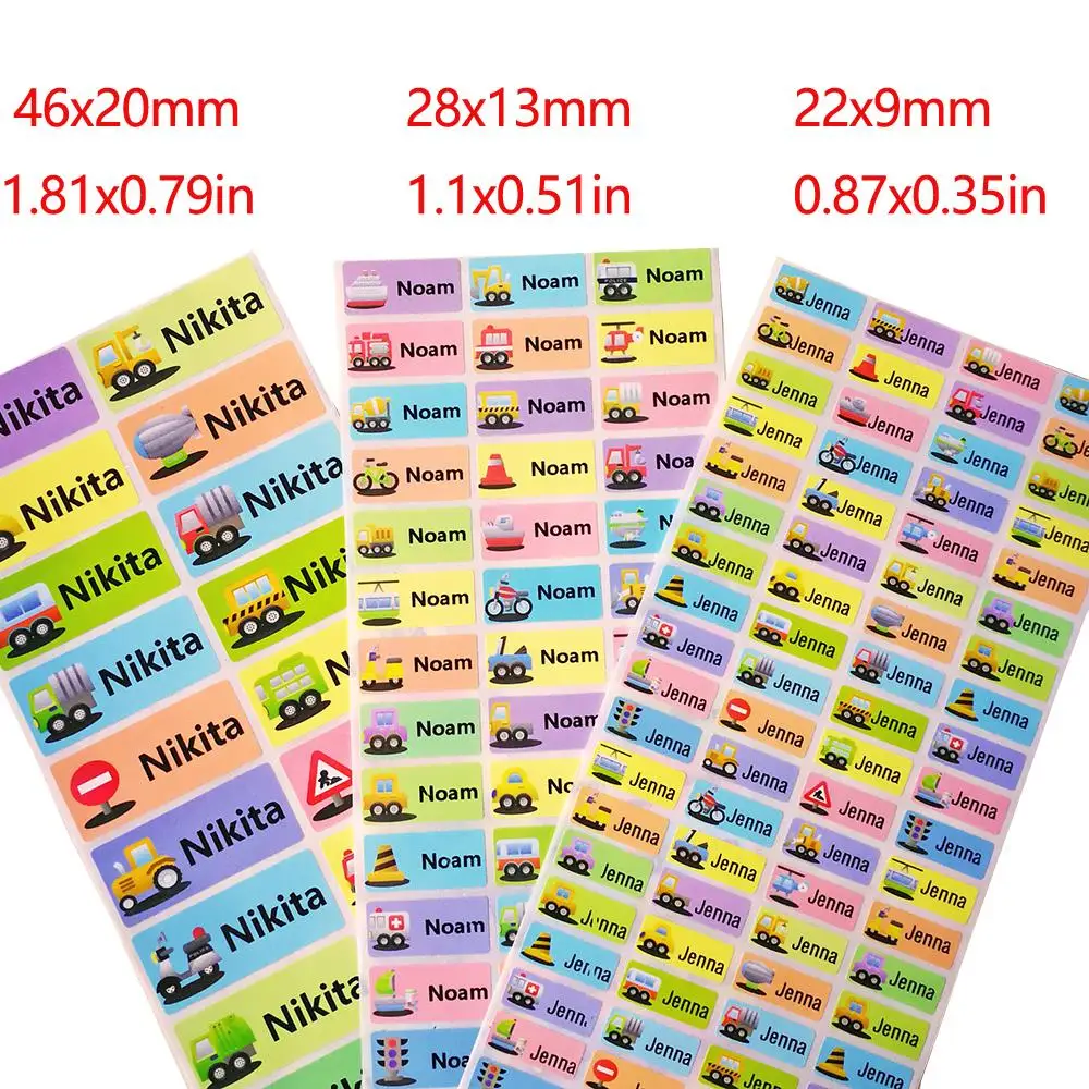 

New Boy Cartoon Cars Name Stickers Pattern Custom Personal Transportation Waterproof Tag Label for Scrapbook School Stationery