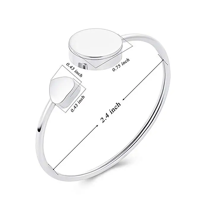 

High Polished 316L Stainless Steel Blank Round Box Cremation Jewelry For Ashes Memorial Urn Bangle For Women Girls - Engravable