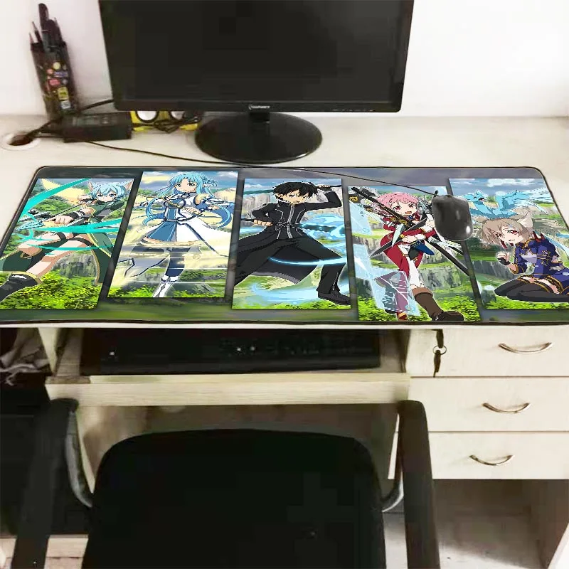 Большой коврик для мыши Mairuige Sword Art Online с фиксируемыми краями игровые коврики