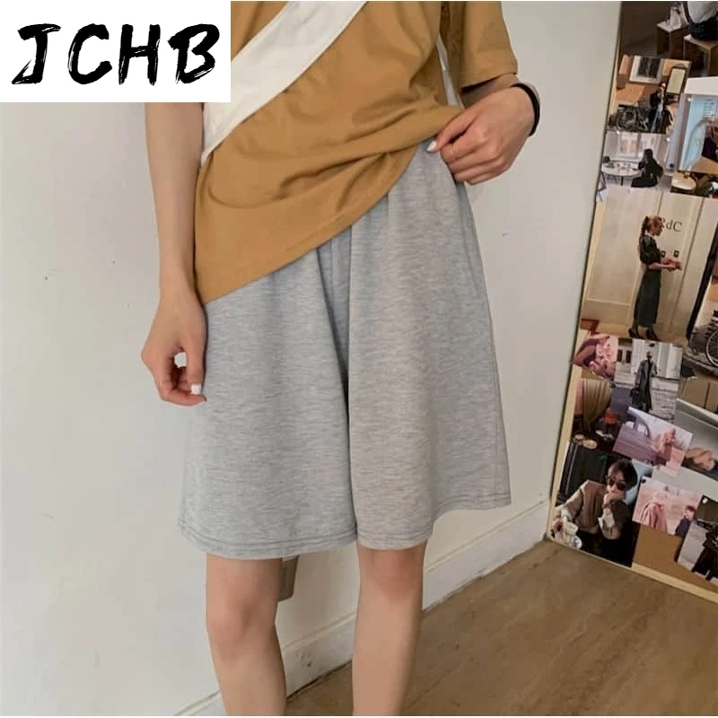 

2021 Oversized Shorts Women Short Pants Summer Loose Wild Tide Ins Straight Port Style High Waist Sports Five-point Pant Casual
