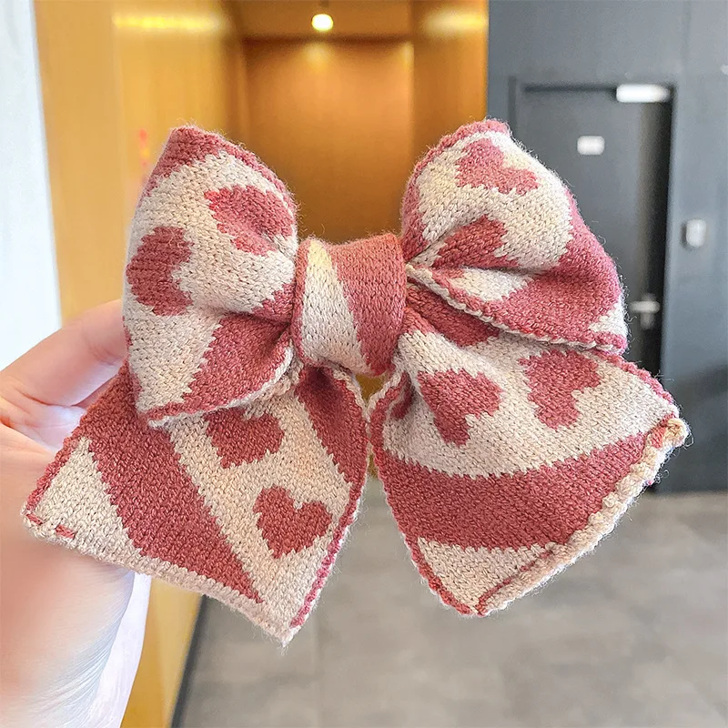 Заколка-пряжка для девочек аксессуары волос с бантом вязаный головной убор