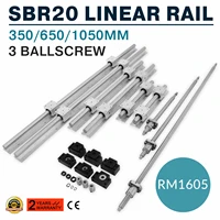 miniature linear rail guide linear rail3 ball screw rm1605 3506501050mm linear rail sbr20 for cnc routergrinding machine