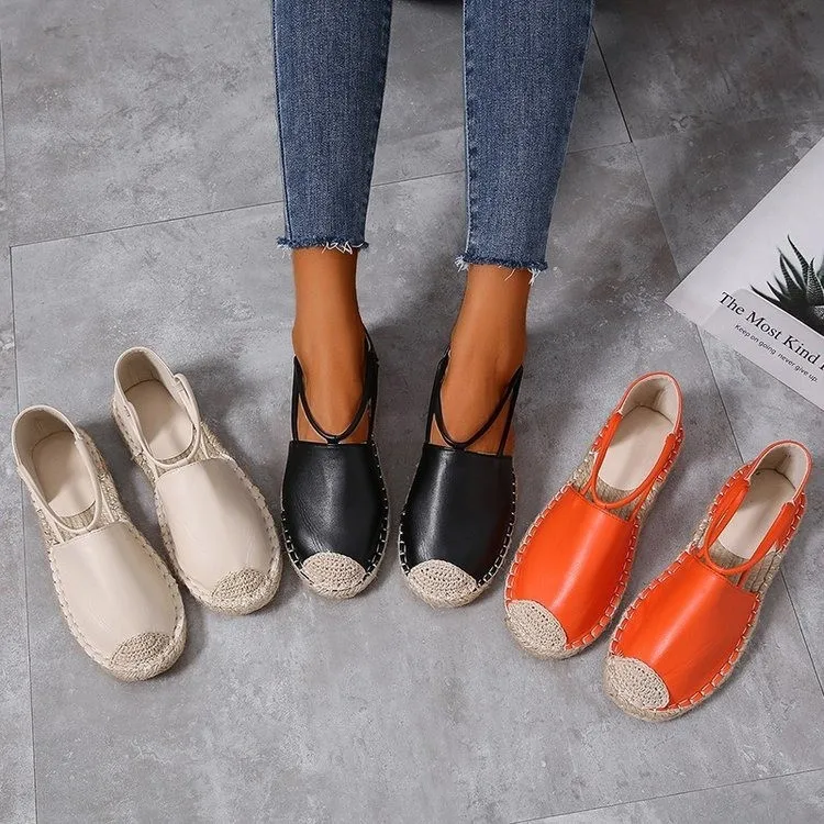

2021 Women Summer Flats Pu Leather Espadrille Loafers Zapatos Para Mujer