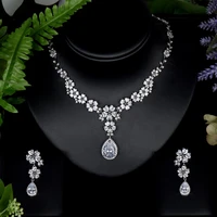 sederyla trendy charm cubic zircon necklace drop earrings 2pcs for women floral bridal wedding party dress daily accessories