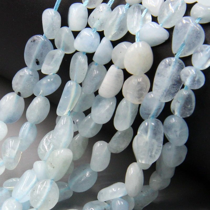 Незакрепленные бусины россыпью 6 8 мм из натуральной гальки синего аквамарина