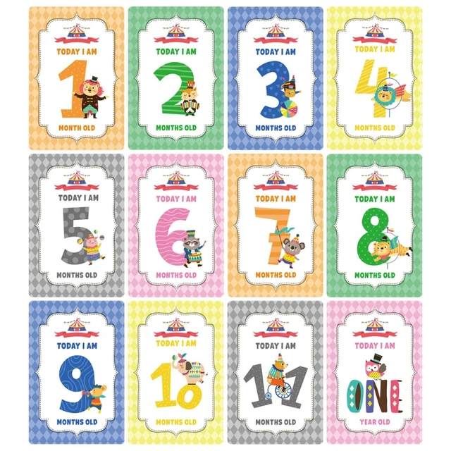 12 Sheet Baby Milestone Cards Newborn Monthly Memorial Growth Record Photo Cards Photo Sharing Cards Infant Baby Photo Landmark 4