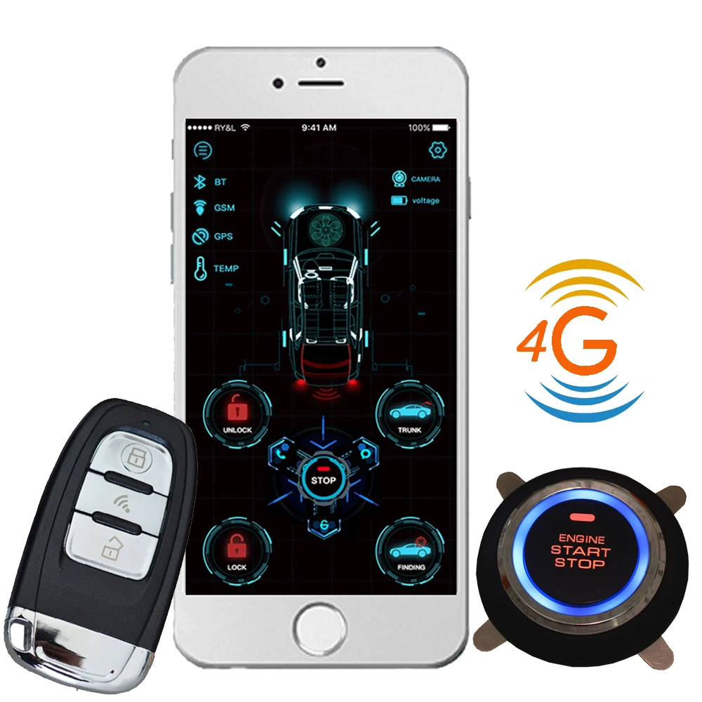 Cardot 4g gps gsm дистанционный стартер старт стоп двигатель Smart Pke Автосигнализация без ключа
