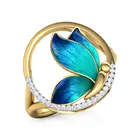 Женские кольца с цветными бабочками, стразы, циркон, золото, ювелирное изделие Свадьба Помолвка, обручальные кольца D5M486