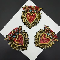 5 pieces embroidery crown heart sequin badge patches for clothing diy iron on punk coat suit appliques