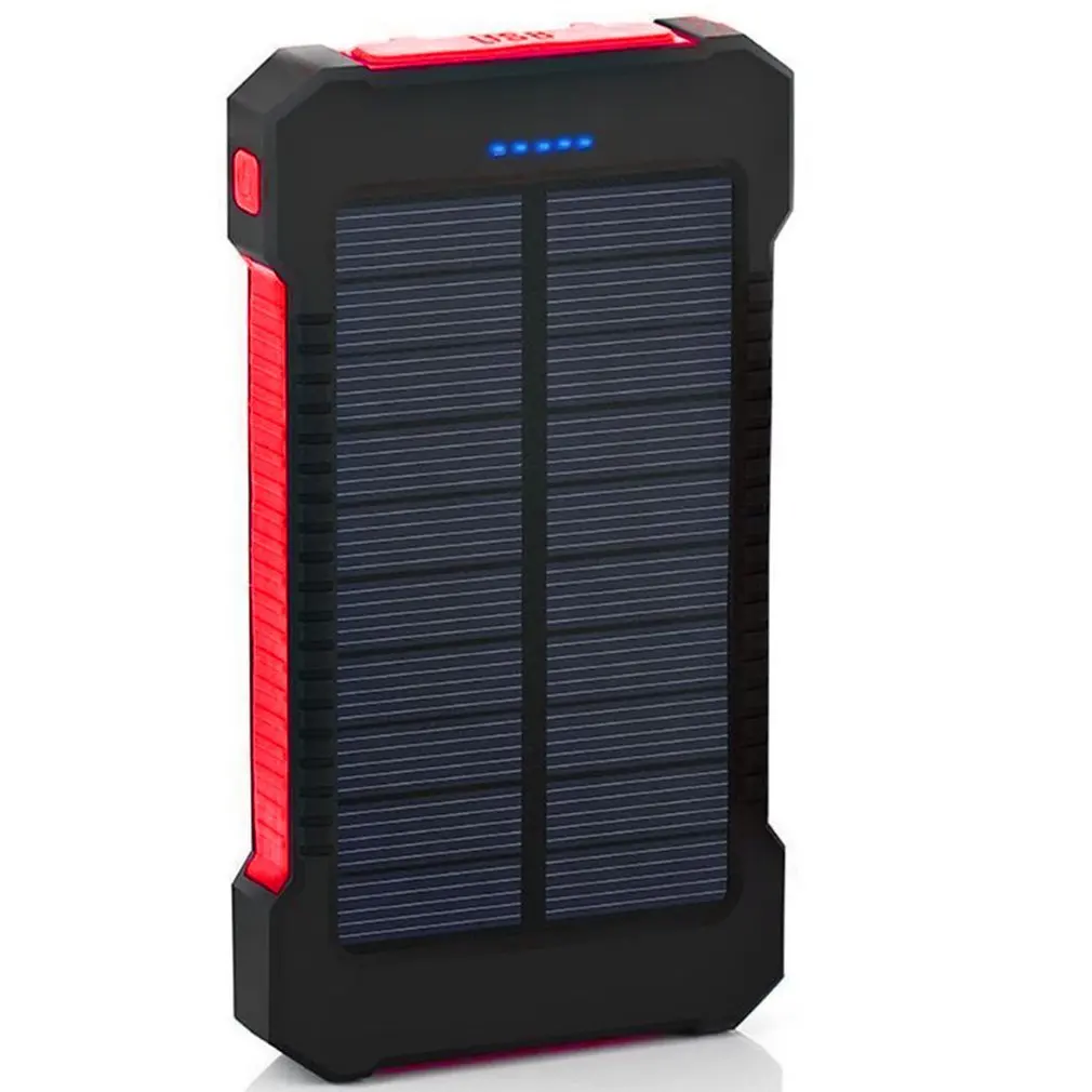 Солнечная батарея для iPhone X 6 7 8 Plus 30000mah водонепроницаемый внешний запасной аккумулятор со светодиодом power Bank зарядное устройство для телефона