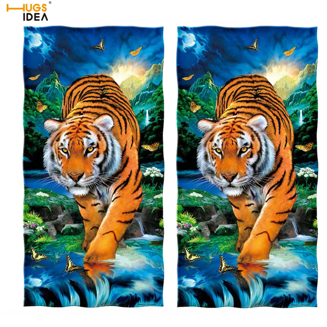 HUGSIDEA банное/туалетное полотенце с принтом желтого тигра для рук и лица из