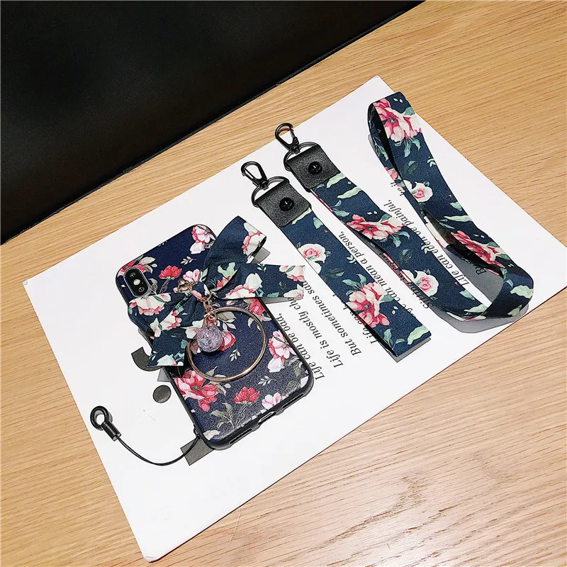 Мягкий чехол из ТПУ с ремешком на запястье для samsung Galaxy S10 Plus Note 8 9 10 Pro цветочным
