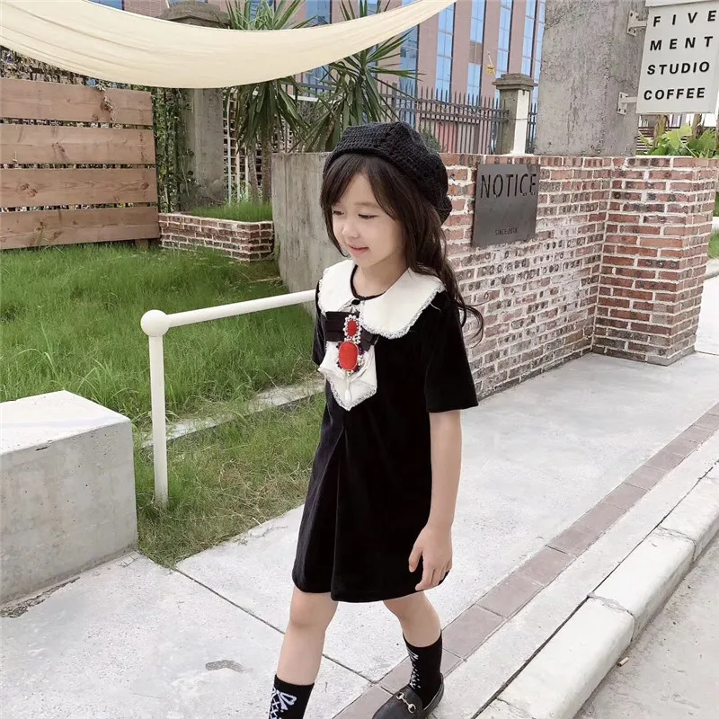 Модное вечернее платье для девочек на осень и весну 2019 черное принцессы детские