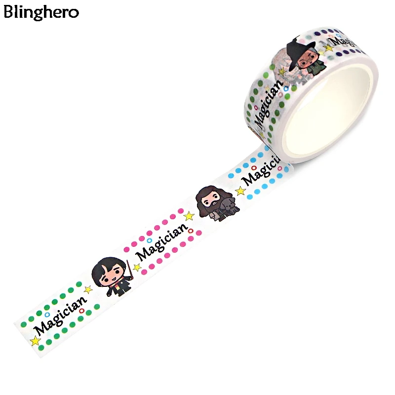 

Blinghero Magician Washi Tape 15mmX5m Cool Washi Paper Tape Cartoon Masking Tape Adhesive Tapes Stickers Stationery Tape BH0481