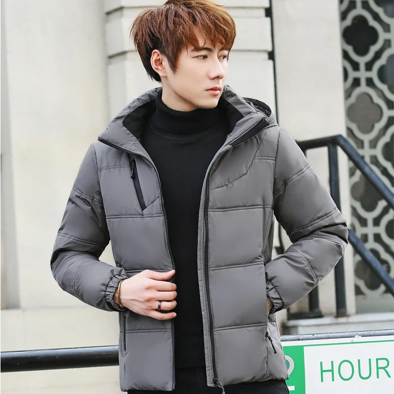

Winter new 2019 men's down jacket short down jacket Detachable cap thick windproof warm coat Young snow white duck down jacket